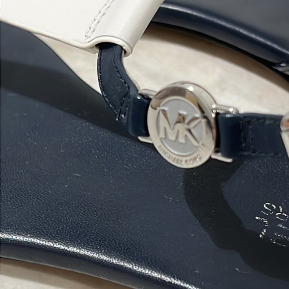 Micheal Kors Bridget Dark Blue and White T-strap Sandal - Picture 6 of 6